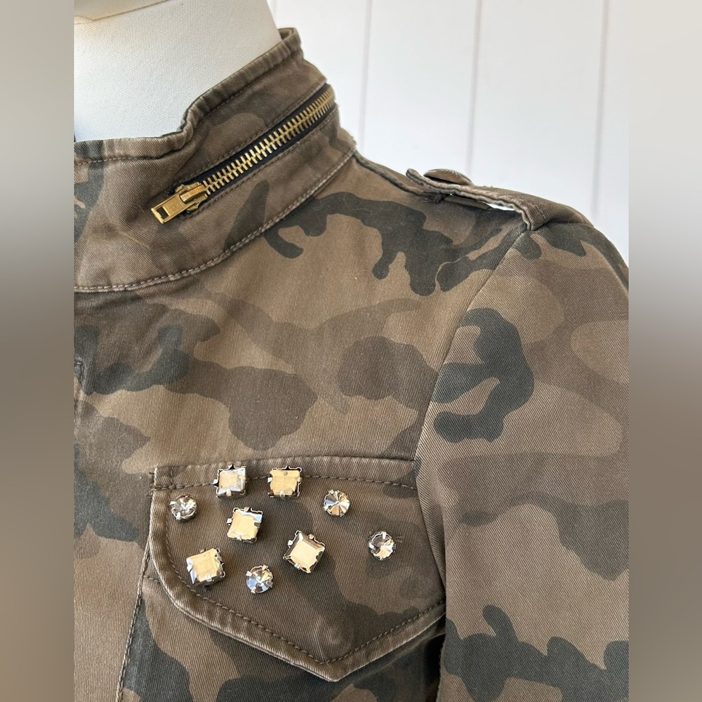 Zara Basic Women’s Camouflage Jacket Rhinestone &… - image 4